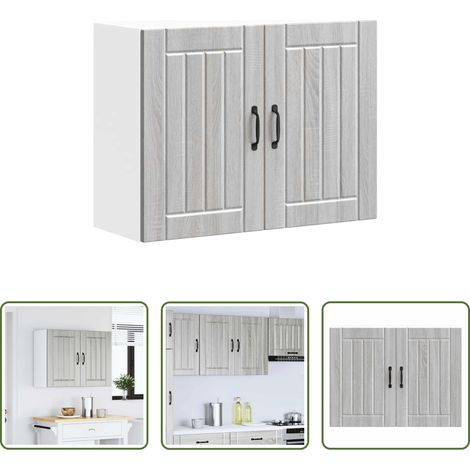 vidaXL Holzwerkstoff - Küchen-Hängeschrank Lucca Grau Sonoma Holzwerkstoff (1/5)