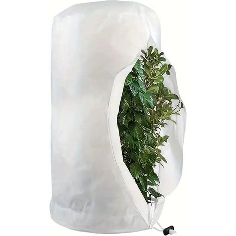 Housse de protection antigel cylindrique pour plantes, 80 cm x 100 cm Housse antigel pour arbustes avec fermeture éclair (1/4)