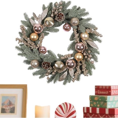 Couronne de Noël Extérieure Décoration Hivernale À Pommes De Pin De 50 Cm Couronne Festive Pour Noël Fêtes Intérieur Cheminée Manteau Porche Fenêtre Porte Table Hiver (1/5)