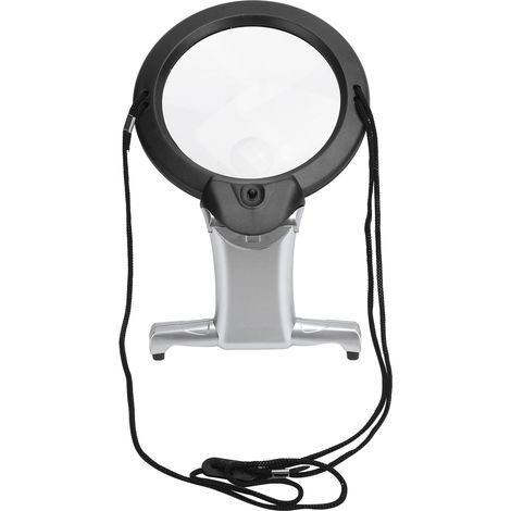 Loupe de lecture LED 26X à main, portable et multifonction, avec éclairage double LED, pour cou et table, idéale travail manuel, verre grossissant. (1/5)