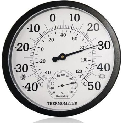 Grand thermomètre 2 en 1 pour l'intérieur et extérieur - Analogique - 25,4 cm - Avec hygromètre (1/5)