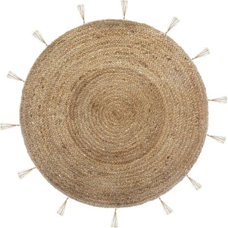 Deko-Teppich aus Jute, Ø 80 cm, rund mit Fransen - Atmosphera (1/5)