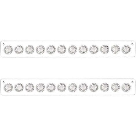 Acryl-Halskettenhalter, 2er-Pack, Wandmontage, Schmuckorganizer zum Aufhängen mit 12 rautenförmigen Haken, transparente Halsketten (1/5)