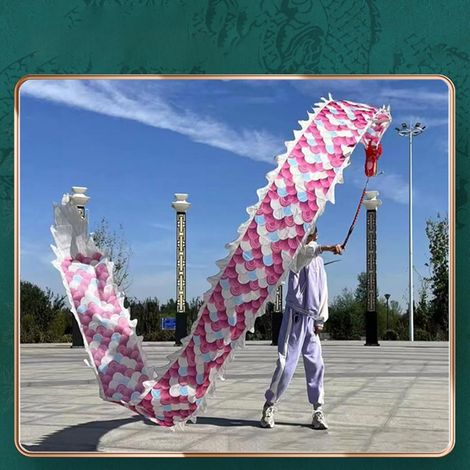 Cometa de guisante dragón nube mágica rosa, cinta de seda lavable para exteriores de 2 m / 3 m / 5 m para niños, pequeña serpentina de dragón con escamas de dragón (Tamaño: 3 m (9,8 pies))