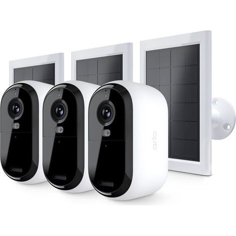Kit 3 telecamere esterne ARLO Essential 3 2K con pannelli solari, visione notturna a colori faro, audio bidirezionale e sirena Bianco (1/4)