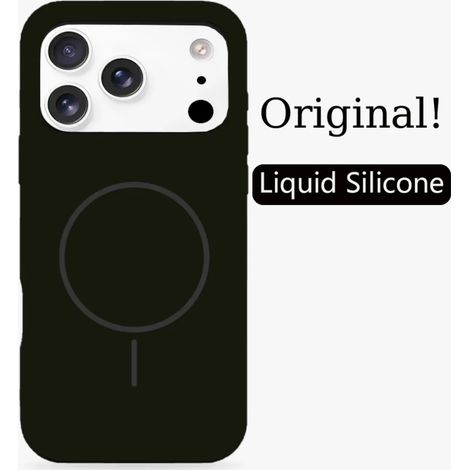 (Noir, iPhone 15 Plus) Coque de protection en silicone liquide de haute qualité, douce au toucher, compatible avec la recharge sans fil magnétique.