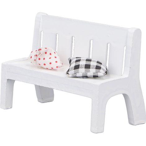 Banc de jardin miniature pour maison de poupée, canapé-banc en bois avec coussins, jouet à monter soi-même (1/5)