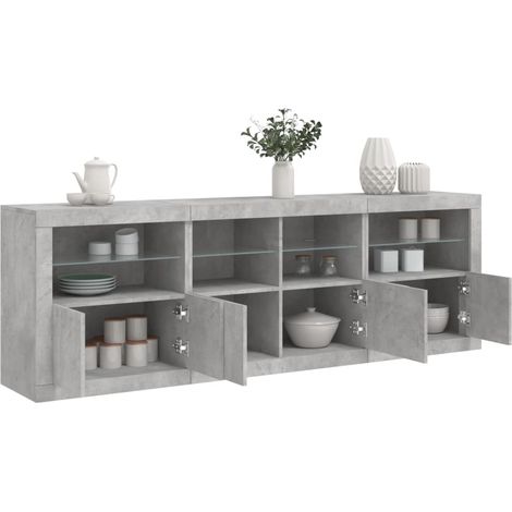 Sideboard mit LED-Leuchten Betongrau 202x37x67 cm