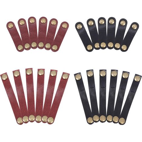 24 Pièces Attaches Câbles en Cuir de Vache Organisateurs de Câble Pratiques et Anti-enroulement pour Audio et USB (1/5)