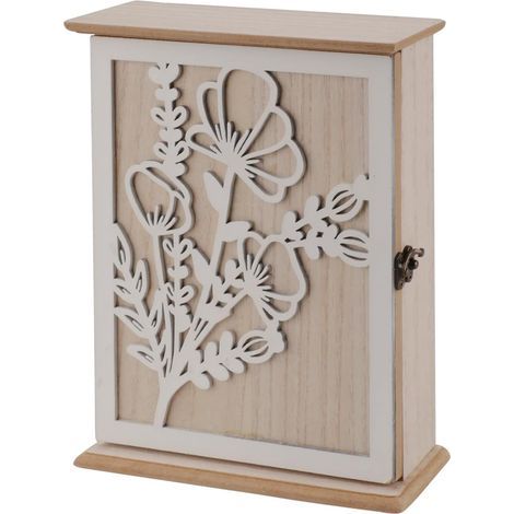 Boîte à clés Murale en Bois Armoire a Clef Murale avec 6 Crochets Boîte à Clés en Bois pour Les entrées, Les Chambres et Les couloirs - 26 20 6cm (1/5)