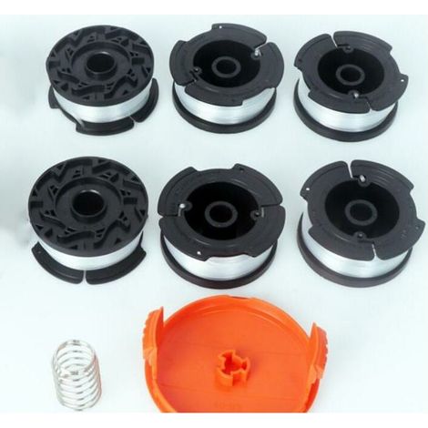 Bobine de Rechange pour Coupe-Bordure, Fil de Tonte Nylon 6 Pièces avec Couvercle et Ressort, Compatible Black+Decker AF-100 (1/3)