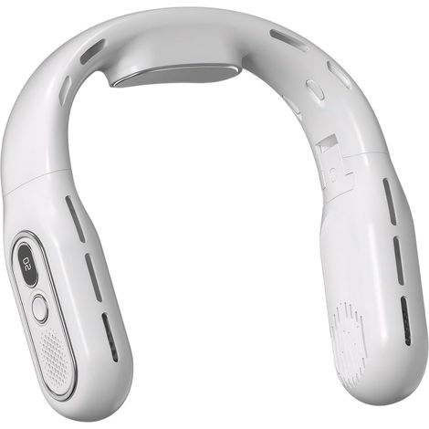 Ventilador de Cuello Plegable, 3 Velocidades Ven-tilador Cuello, Portátil Ventilador Silencioso Sin Aspas, Mini Ventilador USB Recargable con Pantalla LED Para Deporte Oficina Hogar Viajar (Blanco) (1/4)