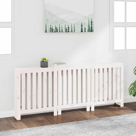 vidaXL Cache-radiateur Blanc 210x21x85 cm Bois massif de pin (1/5)