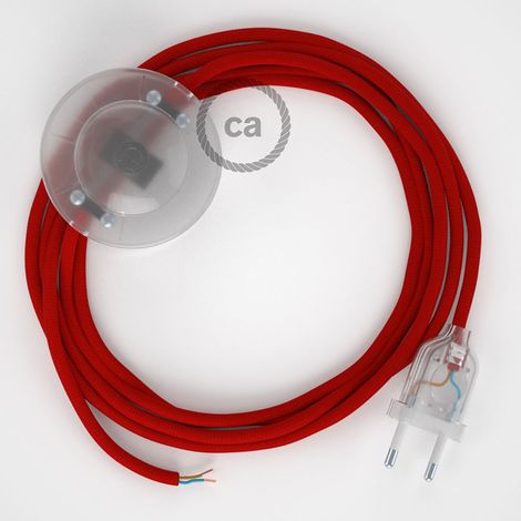 Creative-Cables Câblage pour lampadaire avec câble effet soie de 3 m – (Câble 2x0,75 mm² rouge RM09, fiche EU et interrupteur transparents) – Conforme aux standards de sécurité (1/5)