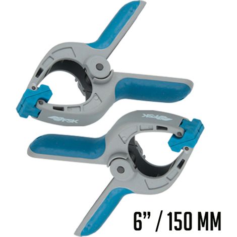 Ferrestock FSKPRS002 2pcs pinzas de sujeción con resorte, mango antideslizante, mandíbulas giratorias, muelle extra fuerte, apertura máxima 65mm, profundidad 65mm