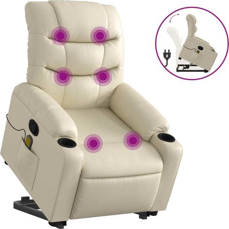Maison Exclusive - Massagesessel mit Aufstehhilfe Creme Kunstlede