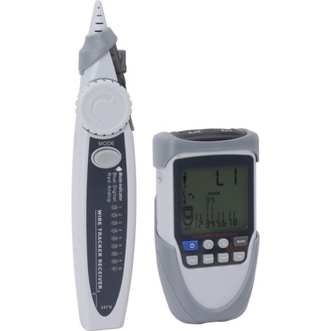 Détecteur de câbles avec récepteur, testeur de fils, localisateur de lignes avec écran LCD, mesure de tension de batterie PoE pour téléphone et Internet. (1/5)