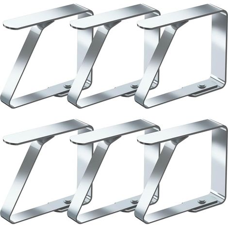 Pinces à Nappe 6 Pièces, Convient à Tables de 2,5 à 4 cm d'épaisseur, Acier Inoxydable Nappe Clips Anti-Glissant (Moyen x 6 Pièces) (1/5)