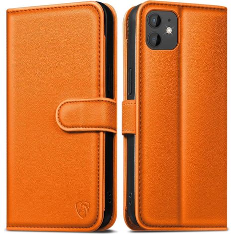Handyhülle iPhone 12/12 Pro Lederhülle RFID Schutz Orange (1/5)