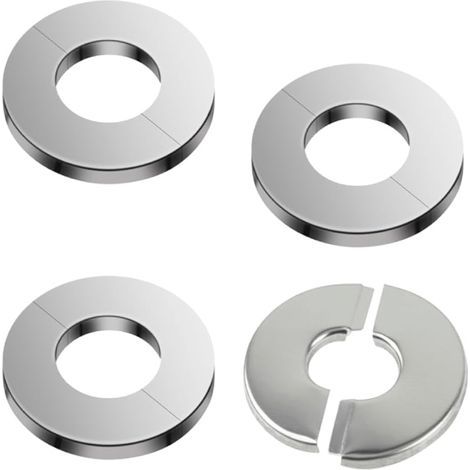 Lot de 4 couvercles de tuyau en acier inoxydable, colliers de tuyau, brides murales fendues, sans perçage, joint rond pour tuyau de douche, cuisinière – 40 mm (1/5)