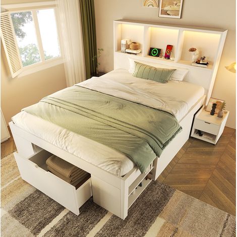 letto struttura letto contenitore 90x200 legno bianco OKMYHOME