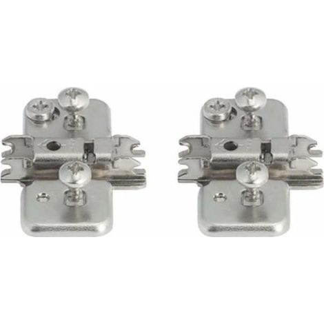 – Embase en croix type BLUM 174H7100E en acier – Vis spéciales et douilles d'écartement prémontées – Hauteur 8,5mm – Pour charnière meuble (1/2)