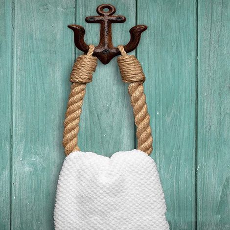 Hand Woven Bathroom Towel Rack, Wall Mounted Towel Rack, Hemp Rope Towel Rack Can Also Be Used For Toilet Paper Holder, Curtain Tiebacks,Brown (1/2)