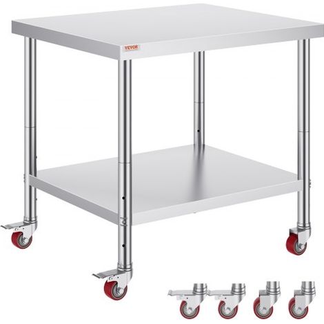 Table de Travail Cuisine 91x76x86 cm Table de Travail Inox avec (1/5)