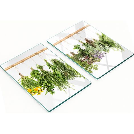 Dekorative Schneidebretter aus gehärtetem Glas mit Kräuterschnur, 2 x 40 x 52 cm (1/5)