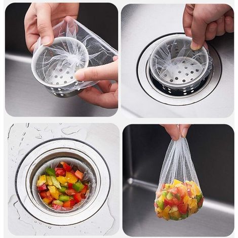 Filtri per lavello da cucina, 100 pezzi, filtri a rete monouso per lavello con scatola di conservazione, per lavelli da cucina e bagno (9x9 cm) (1/4)