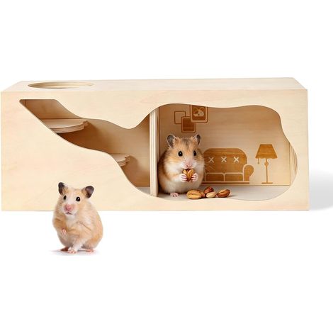 Wooden Guinea Pig House - Hamster Accessory - House Hamster - Guinea Pig Hut, Suitable for Hamsters, Toys for Mice, Chinchillas, Small Pets (1/5)
