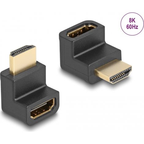High Speed HDMI with Ethernet Adapter Stecker zu Buchse gewinkelt 8K 60 Hz schwarz