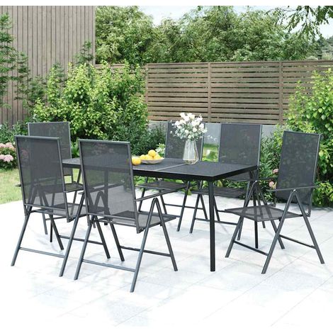 Ensemble à manger de jardin 7 pcs-Salon de jardin anthracite acier 464521 (1/5)