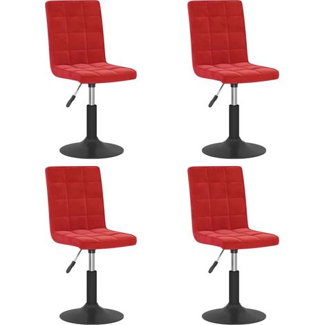 Lot de 4 Chaises à manger,Chaise de cuisine pivotantes rouge bordeaux velours CFW21017 (1/5)