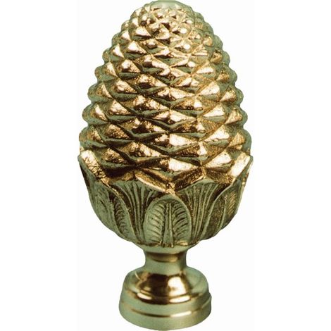 Deco Fer Forge – Pomme de pin décorative sur socle en laiton – Hauteur 150mm – Diamètre 80mm – Fixation par vissage M10 – Décor intérieur/extérieur