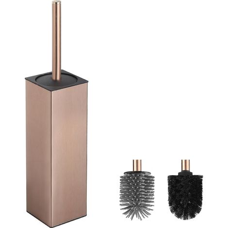 Brosse WC doré rose en silicone avec support – Durable
