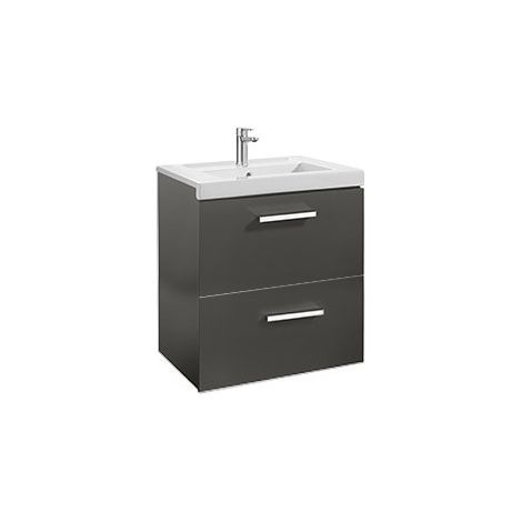 Meuble Unik PRISMA 600 - 2 tiroirs + lavabo - Gris anthracite - Roca (1/2)