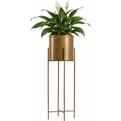 Soporte para macetas con tapa de 75 cm, color dorado (1/5)