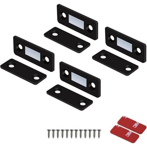 Magnetische Schrankverschlüsse für Schubladen, Schiebetürschließer für Küchenschränke (4er-Pack, Schwarz)