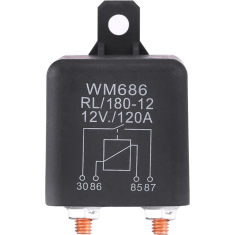Relé de carga automotriz de 12 V/120 A, 4 pines, alta potencia para furgonetas, barcos y sistemas divididos.