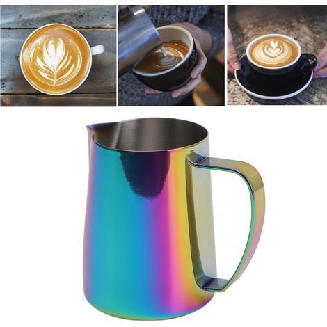 Dickwandiger Latte-Art-Becher aus Edelstahl 304 mit Antihaft-Teflonbeschichtung innen und außen, 350-ml-Kaffeemaschine (1/5)
