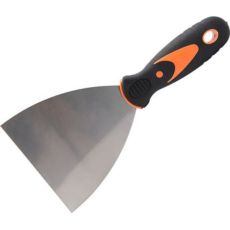 Couteau à enduire 5 pouces, lame en acier haute carbone extra dur, manche PP/TPR antidérapant confortable, spatule pour lissage des murs et rebouchage, outil de finition professionnel (1/5)