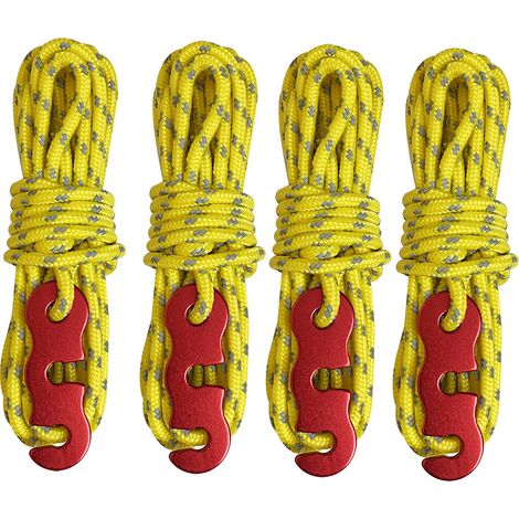 Lot de 4 tendeurs réfléchissants avec tendeur de câble, corde de tente lumineuse, diamètre 3 mm, résistant aux déchirures pour tente et voile d'ombrage