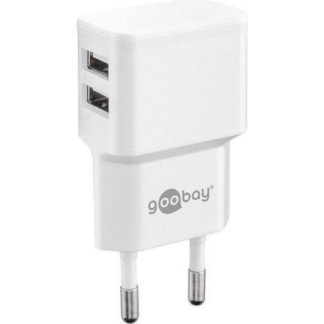 Goobay  USB tipo A de 4 pines  Enchufe europeo (CEE 7/16)  Blanco  12 vatios (1/3)