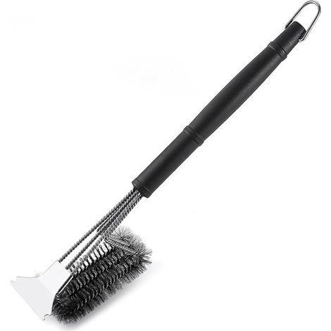 Barbecue Brush, Brosse Barbecue, 3 en 1 Brosse de Nettoyage pour Barbecue avec Racloir, PP Thermique Manche D'isolation Brosses à Barbecue, Sécurité Anti-brûlure pour Grillade Pique-Nique (1/5)