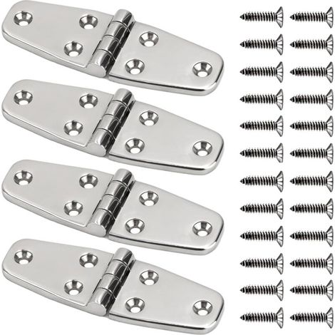 Charnière inox marine pour bateau – Lot de 4 – Acier inoxydable poli miroir, résistant à la corrosion – Compatible avec armoires, yachts, garages, portes (1/4)