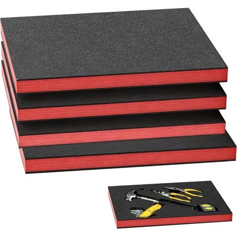 pezzi di schiuma tagliata, 40 x 30 x 2,5 cm, inserti in schiuma per cassetta degli attrezzi, inserti per utensili, inserti in schiuma di polietilene, fogli di schiuma (1/5)