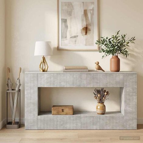 vidaXL Table console Gris Béton 155 x 29 x 74 cm Bois d’ingénierie