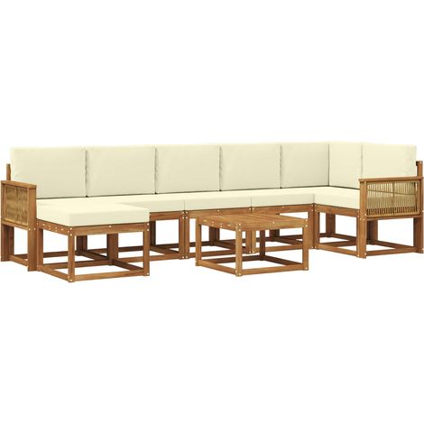 Outdoor-Sofagarnitur 8 stk. Natur und Creme Polyester vidaXL (1/5)