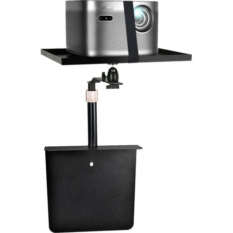 Support mural universel pour projecteur avec tablette - Tête pivotante universelle - Barre télescopique - Sangle coulissante pour home cinéma, salle de jeux, bureau (1/5)